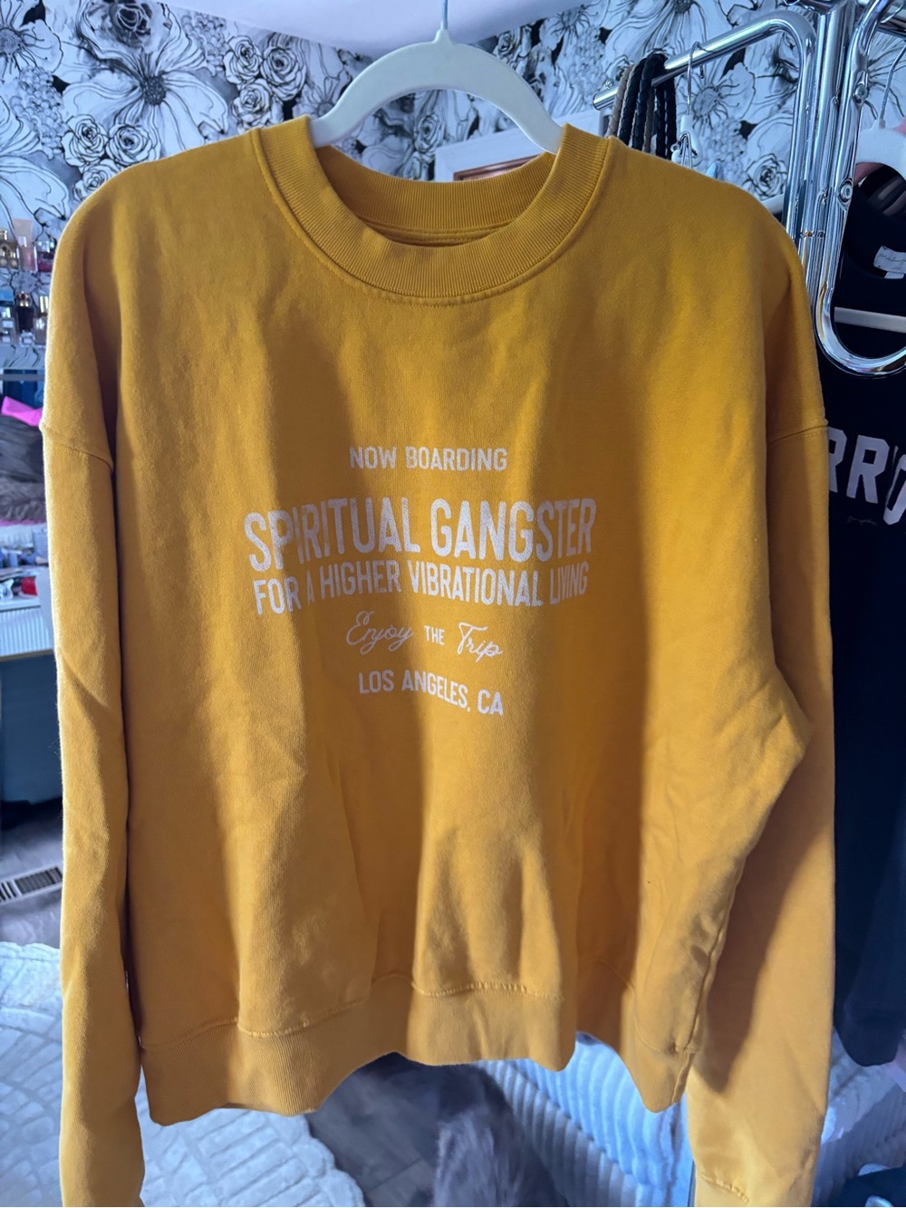 Spiritual Gangster Yellow Graphic Crewneck Sweatshirt - Picture 2 of 2